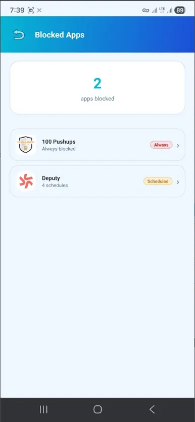 PacketLock blocked apps list