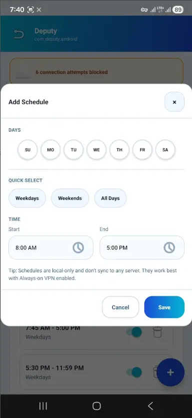 PacketLock schedule editor