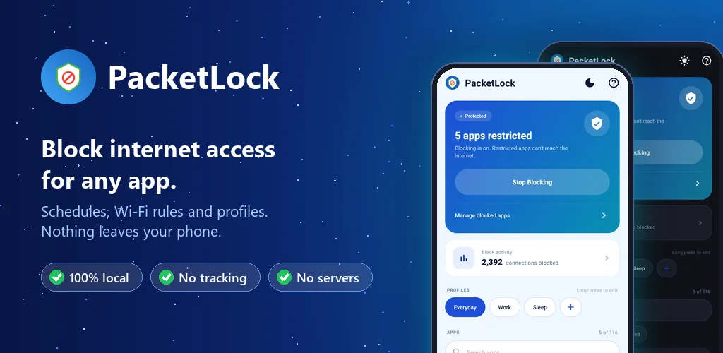 PacketLock - block internet access for any app