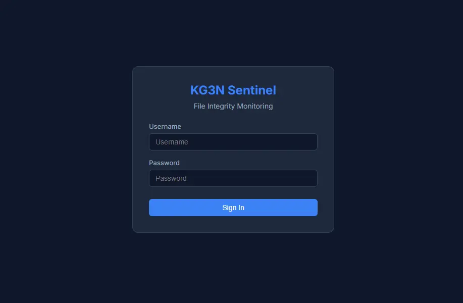 KG3N Sentinel dashboard overview with event timeline and stats