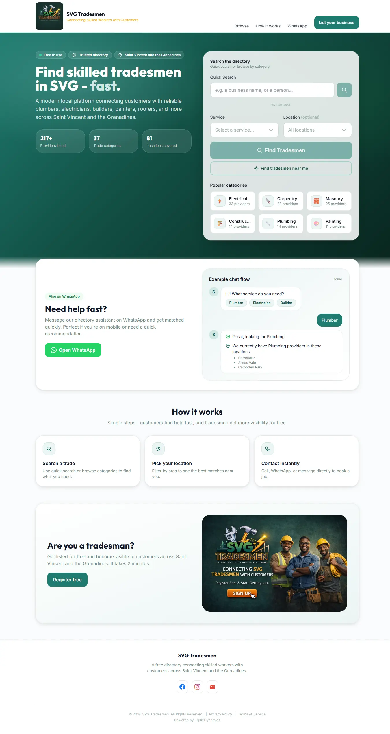Scrolling preview of svgtradesmen.com